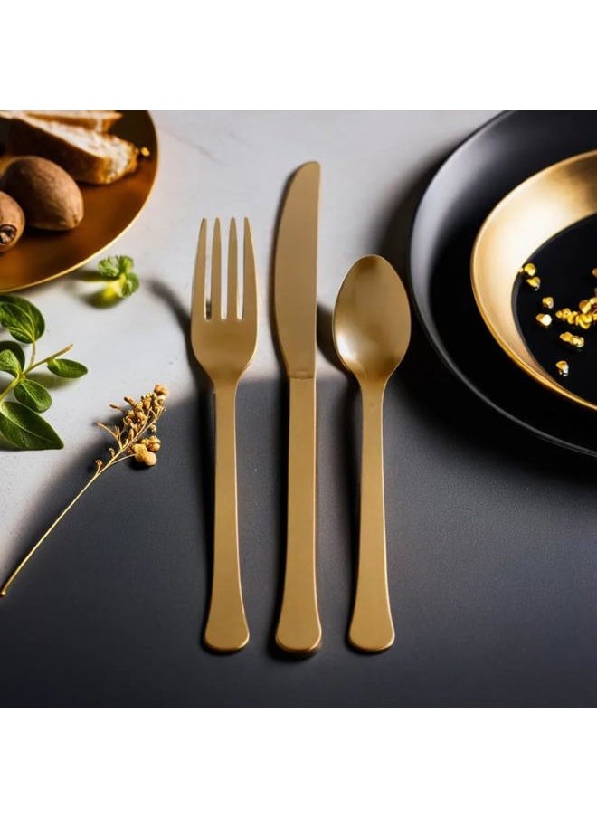 Gold Plastic Heavy Weight Assorted Cutlery Set (24 Pc.) - Durable & Elegant Utensils, Perfect for Parties, Events, and Everyday Use