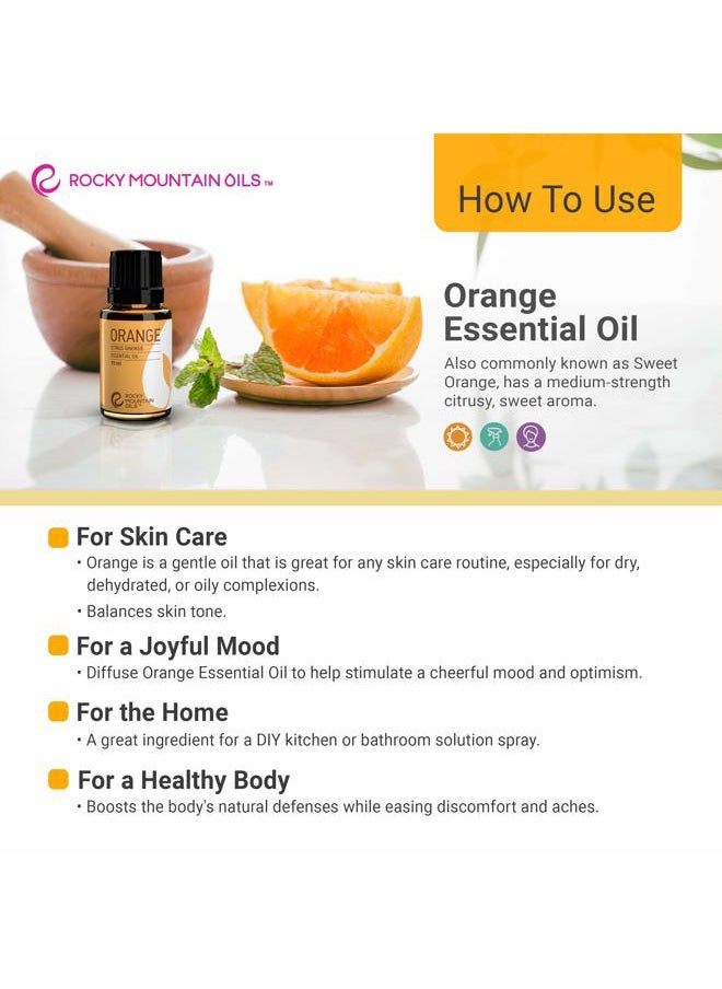 Orange Essential Oil - 100% Pure and Natural Aromatherapy Essential Oils for Diffusers, Topical, and Home - 15ml