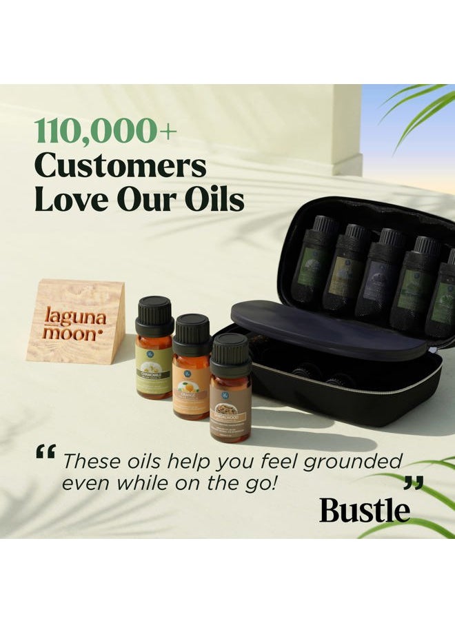 Essential Oils Set - 10pc Aromatherapy Oil in Portable Bag - Diffusers, Humidifiers, Yoga Room, Massages, Candle Making, Soaps - Peppermint, Tea Tree, Lavender, Eucalyptus, Lemongrass (10mL)