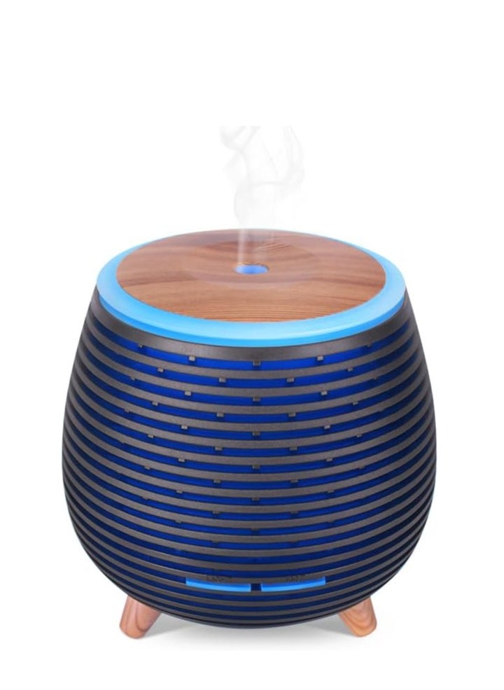 Aromatherapy Essential Oil Wooden Grain Diffuser with Auto Shut-Off Function | Cool Mist Humidifier for Yoga Spa Office Bedroom Home | 140ml (Black)