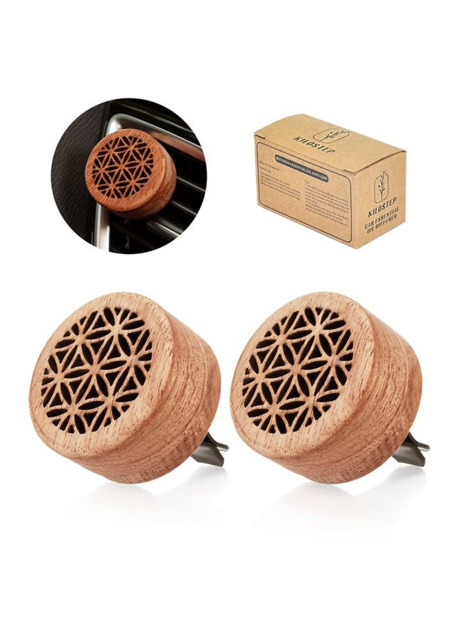 Essential Oil Car Diffuser, 2 PCS Car Aromatherapy Wood Diffuser with Vent Clip