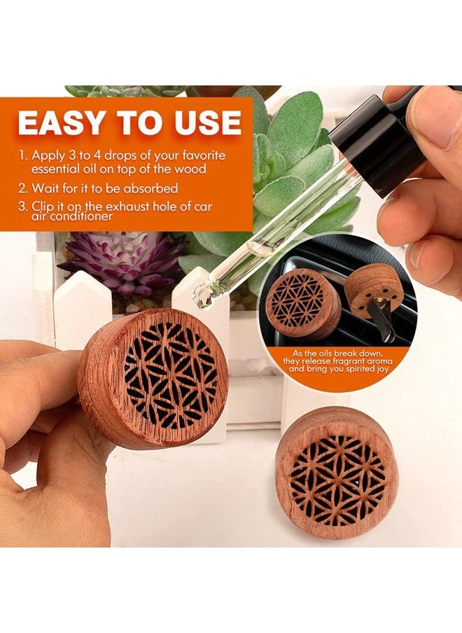 Essential Oil Car Diffuser, 2 PCS Car Aromatherapy Wood Diffuser with Vent Clip