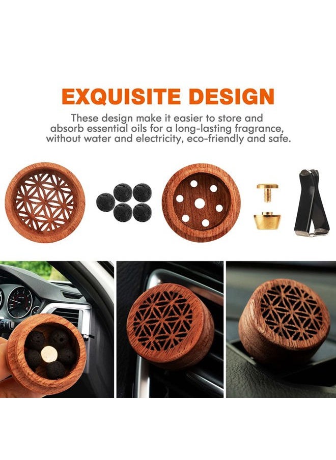 Essential Oil Car Diffuser, 2 PCS Car Aromatherapy Wood Diffuser with Vent Clip