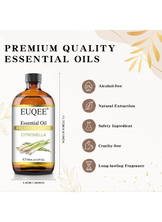 Citronella Essential Oil, 118ml Large Gift Box Pure Citronella Oil with Glass Dropper for Candle Making, Diffuser, Humidifier - 4 fl oz.