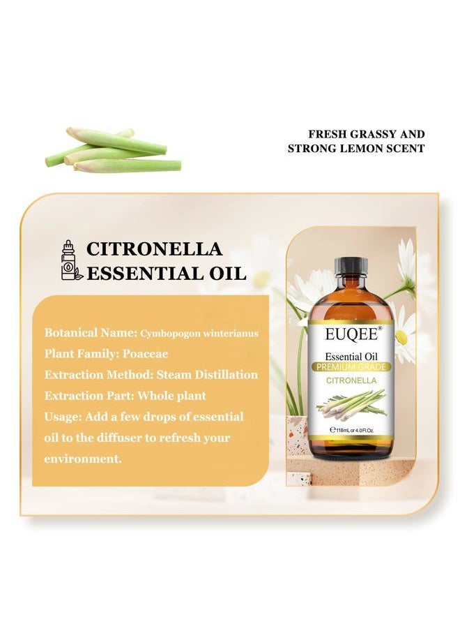 Citronella Essential Oil, 118ml Large Gift Box Pure Citronella Oil with Glass Dropper for Candle Making, Diffuser, Humidifier - 4 fl oz.