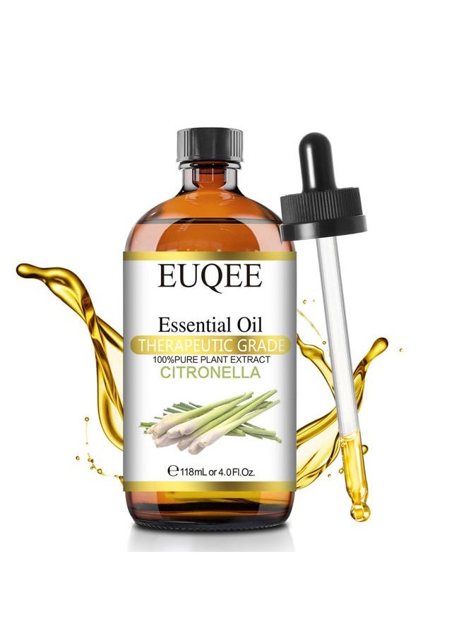 Citronella Essential Oil, 118ml Large Gift Box Pure Citronella Oil with Glass Dropper for Candle Making, Diffuser, Humidifier - 4 fl oz.
