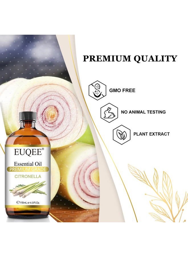 Citronella Essential Oil, 118ml Large Gift Box Pure Citronella Oil with Glass Dropper for Candle Making, Diffuser, Humidifier - 4 fl oz.