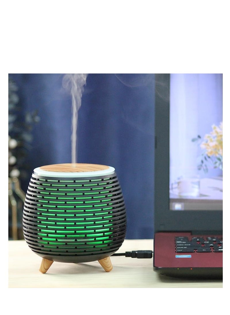 Aromatherapy Essential Oil Wooden Grain Diffuser with Auto Shut-Off Function | Cool Mist Humidifier for Yoga Spa Office Bedroom Home | 140ml (Black)