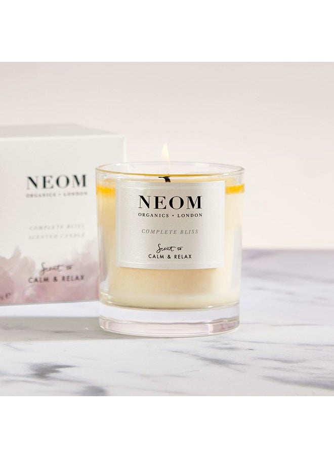 NEOM- Complete Bliss Scented Candle, 1 Wick | Blush Rose, Lime & Black Pepper | Essential Oil Aromatherapy Candle | Scent to De-Stress