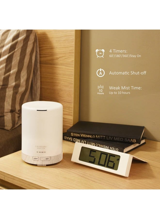 300ML Essential Oil Diffuser, Quiet 5-in-1 Premium Humidifier, Home Fragrance Aroma Diffuser with 7 LED Color Changing Light and Auto-Off Switch -White