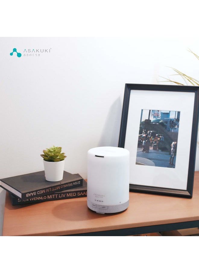 300ML Essential Oil Diffuser, Quiet 5-in-1 Premium Humidifier, Home Fragrance Aroma Diffuser with 7 LED Color Changing Light and Auto-Off Switch -White