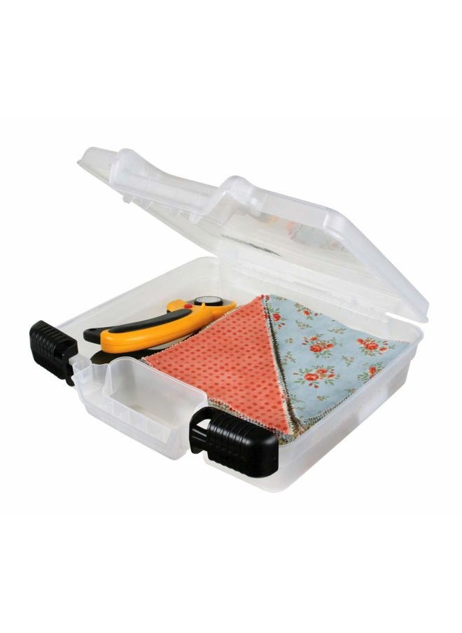 6972AB 10 inch Quick View Deep Base Carrying Case, Portable Art & Craft Organizer with Handle, [1] Plastic Storage Case, Translucent
