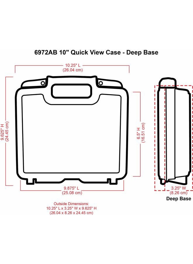 6972AB 10 inch Quick View Deep Base Carrying Case, Portable Art & Craft Organizer with Handle, [1] Plastic Storage Case, Translucent
