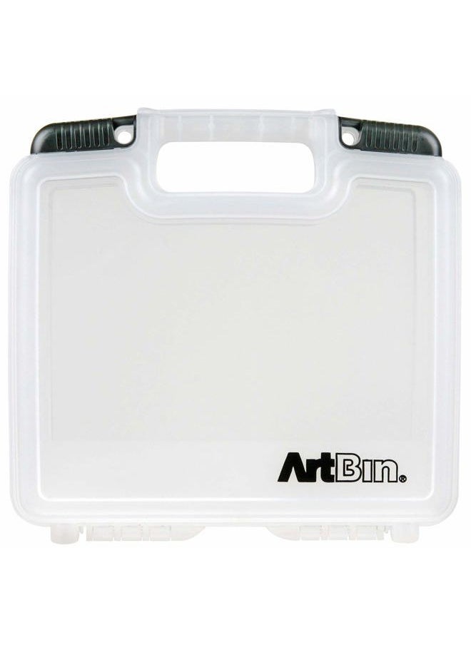 6972AB 10 inch Quick View Deep Base Carrying Case, Portable Art & Craft Organizer with Handle, [1] Plastic Storage Case, Translucent