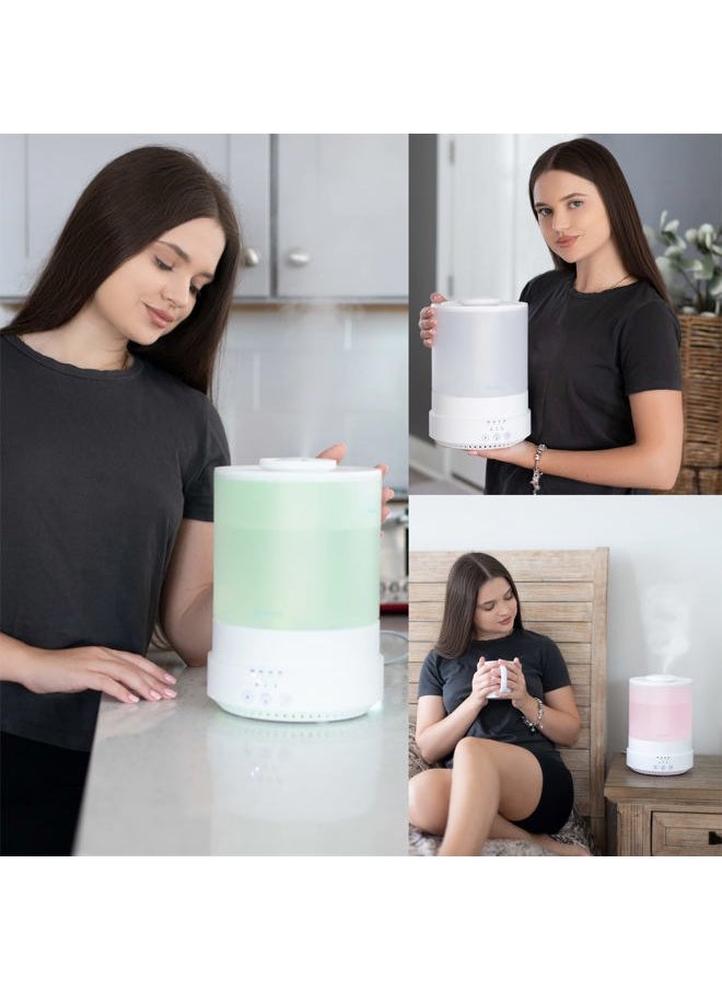 2500 ML XL Essential Oil Diffuser Aroma Humidifier with Timer for Large Home Decor Baby Rooms Plants Big Huge 2.5 L Extra Large Capacity High Mist Long Run with Lights White - F001