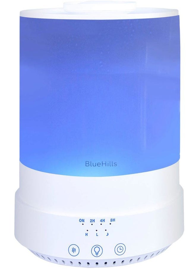 2500 ML XL Essential Oil Diffuser Aroma Humidifier with Timer for Large Home Decor Baby Rooms Plants Big Huge 2.5 L Extra Large Capacity High Mist Long Run with Lights White - F001