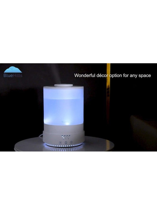 2500 ML XL Essential Oil Diffuser Aroma Humidifier with Timer for Large Home Decor Baby Rooms Plants Big Huge 2.5 L Extra Large Capacity High Mist Long Run with Lights White - F001
