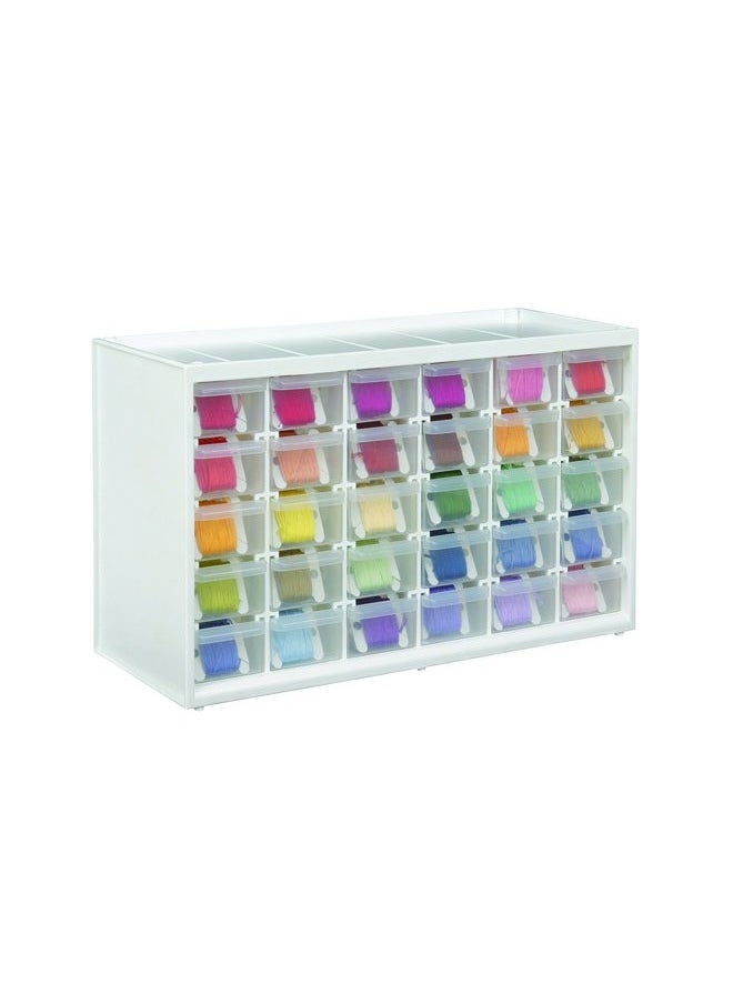6830PC Store-In-Drawer Cabinets - Wall Mountable Storage Cabinet with 30 Drawers, Art & Craft Organizer, Clear/White