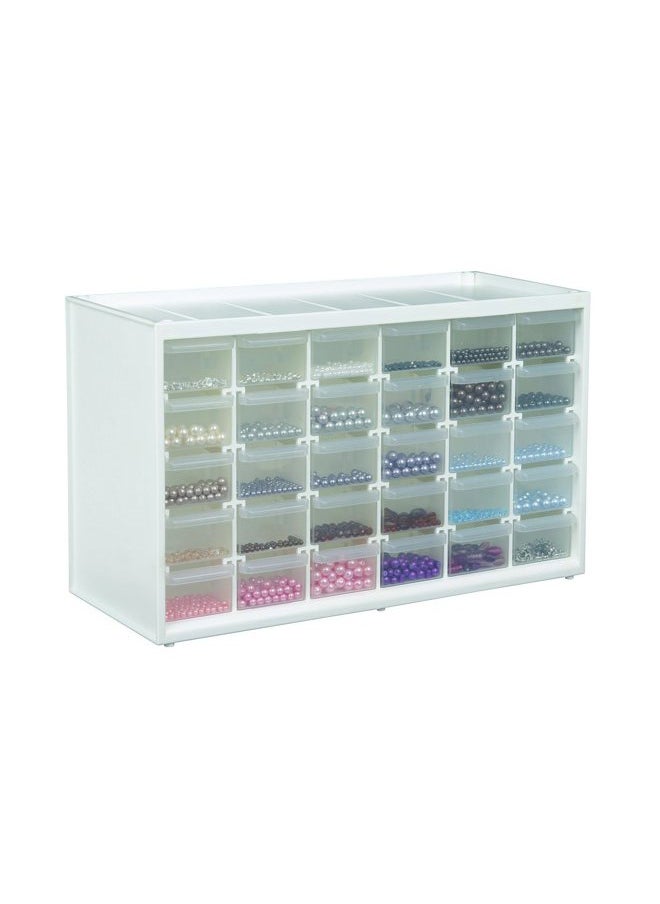 6830PC Store-In-Drawer Cabinets - Wall Mountable Storage Cabinet with 30 Drawers, Art & Craft Organizer, Clear/White