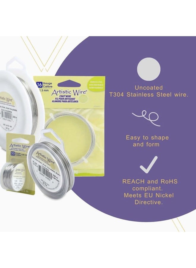 28 Gauge Stainless Steel Craft Jewelry Wrapping Wire Wire, 40 yd