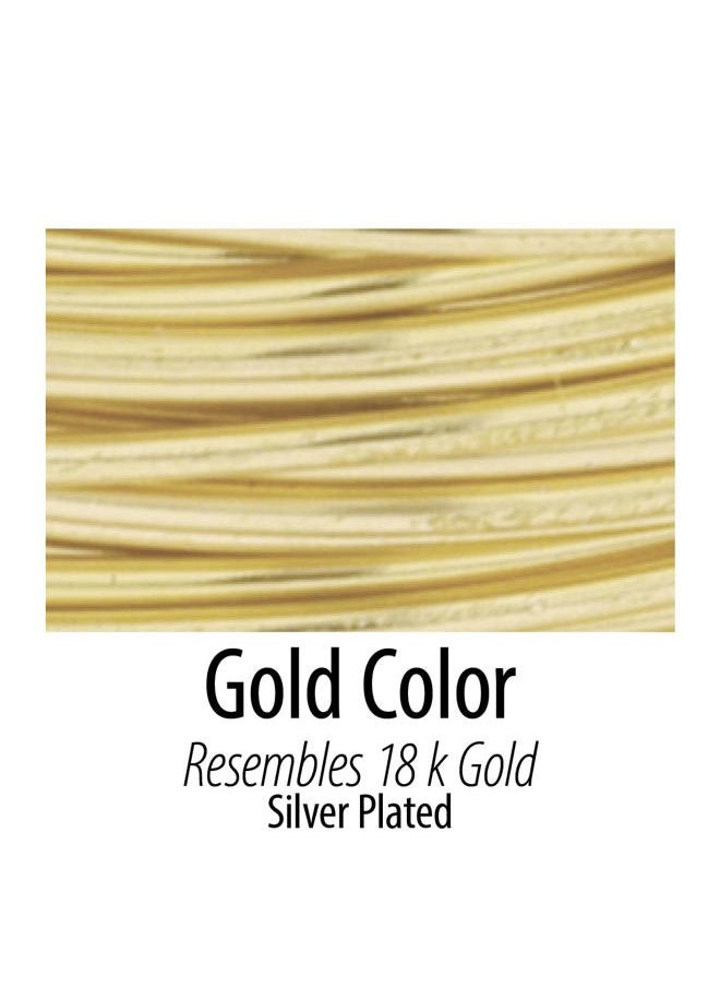 , 18 Gauge / 1.0 mm Silver Plated Tarnish Resistant Colored Copper Craft Wire, Gold Color, 20 ft / 6.1 m