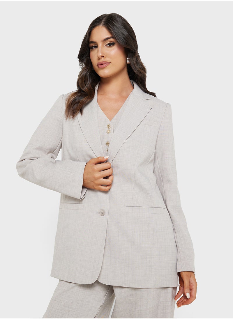 Oversized Fit Linen Blazer