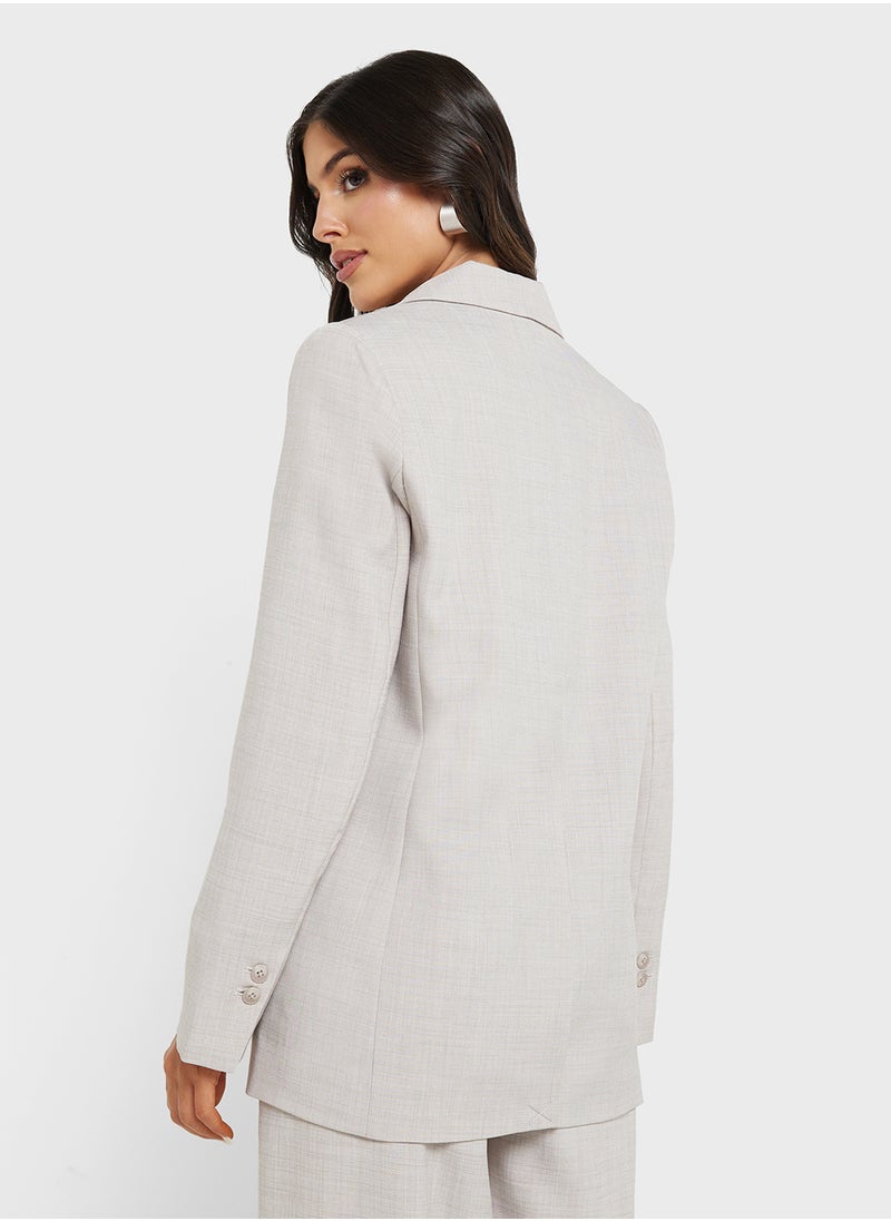 Oversized Fit Linen Blazer