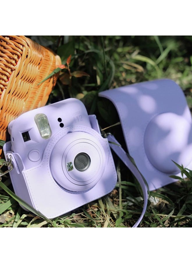 Camera Case Compatible with Fuji Instax Mini 12 - Carry Case for Fujifilm Instax Mini 12 Instant Camera - mini 12 Bag Cover with Strap - Purple