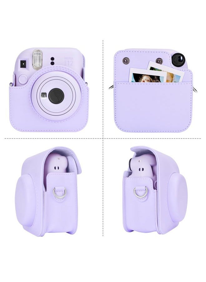 Camera Case Compatible with Fuji Instax Mini 12 - Carry Case for Fujifilm Instax Mini 12 Instant Camera - mini 12 Bag Cover with Strap - Purple