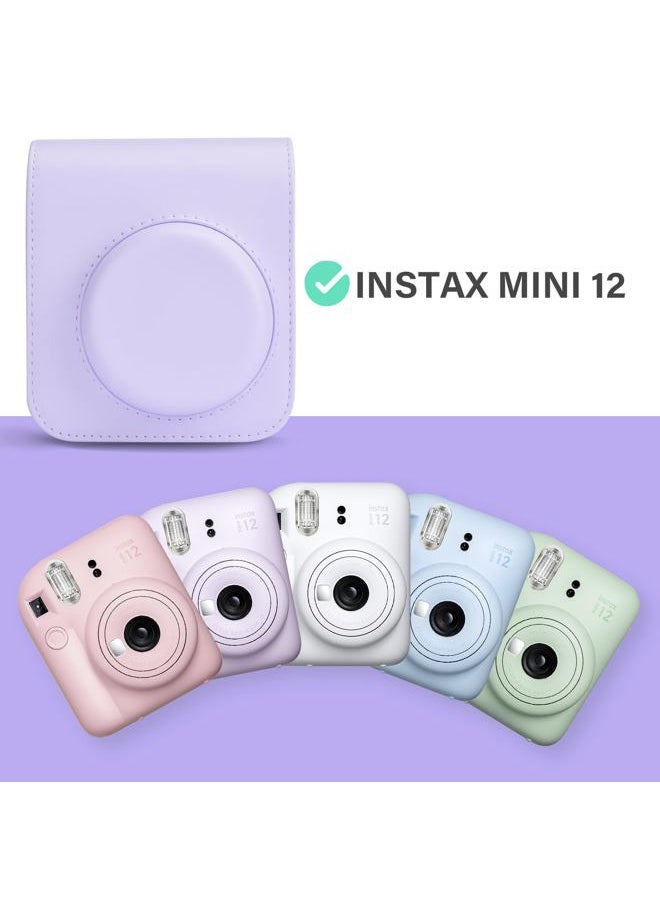 Camera Case Compatible with Fuji Instax Mini 12 - Carry Case for Fujifilm Instax Mini 12 Instant Camera - mini 12 Bag Cover with Strap - Purple