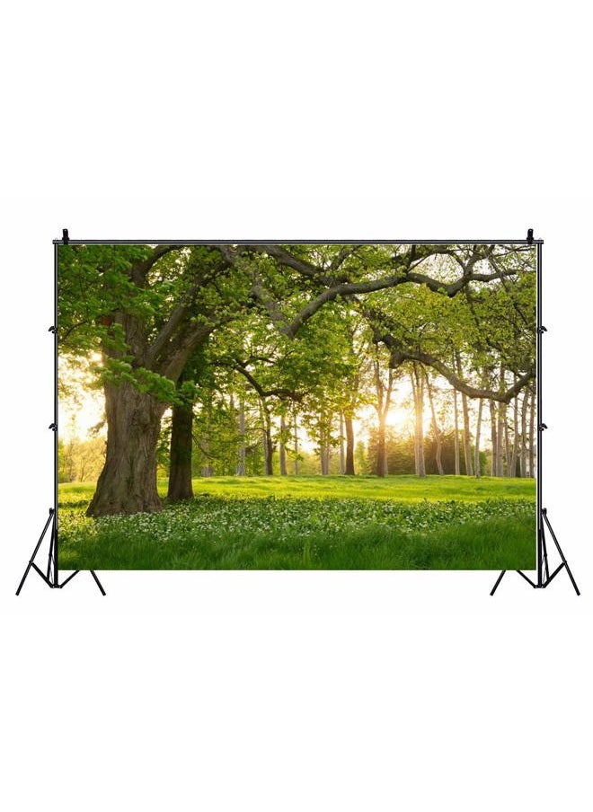 7x5ft Spring Backdrop Rural Forest Trees Backdrops for Photography Blooming Flowers Green Grassland Nature Vinyl Photo Background Kids Adults Outdoor Travel Portraits Studio Props