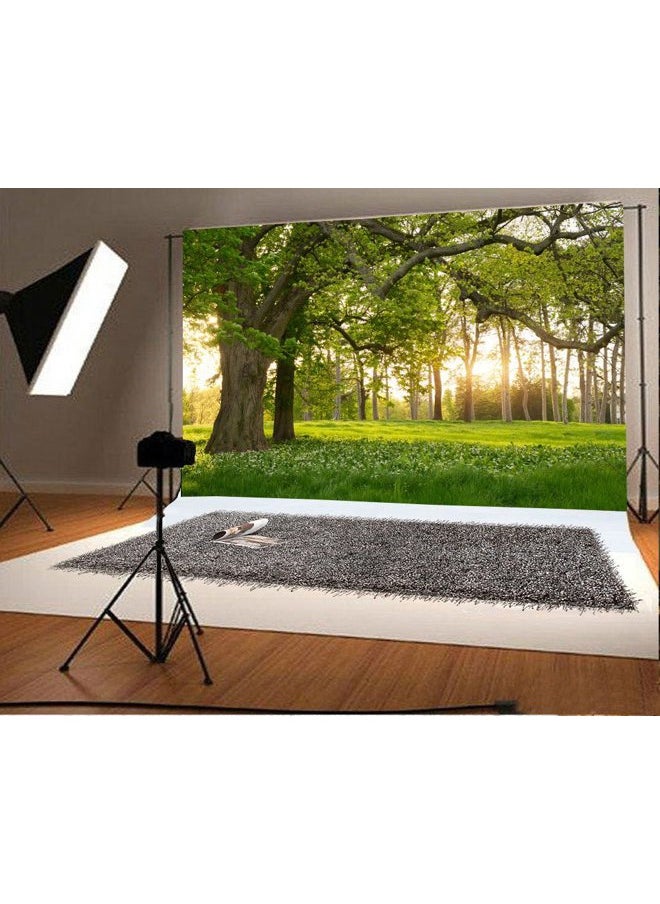 7x5ft Spring Backdrop Rural Forest Trees Backdrops for Photography Blooming Flowers Green Grassland Nature Vinyl Photo Background Kids Adults Outdoor Travel Portraits Studio Props