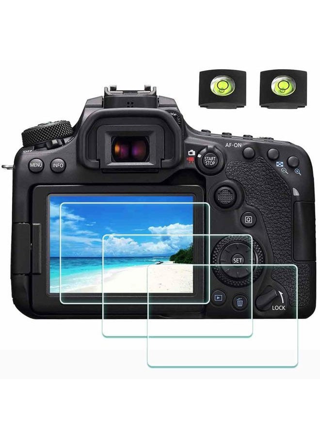 Screen Protector for Canon EOS 90D 80D 70D 77D Camera & Hot Shoe Cover [3+2 Pack], ULBTER Tempered Glass 0.3mm 9H Hardness Ultra-clear Anti-Scrach