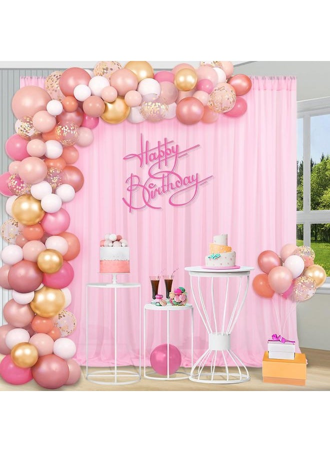 Chiffon Backdrop Curtain Pink Sheer Curtain Backdrop 5ft x 10ft 2 Pieces Wedding Party
