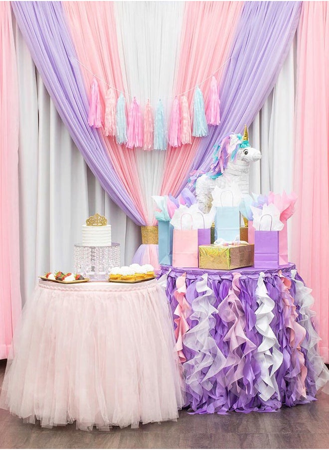 Chiffon Backdrop Curtain Pink Sheer Curtain Backdrop 5ft x 10ft 2 Pieces Wedding Party