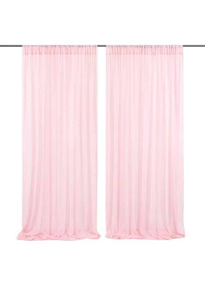 Chiffon Backdrop Curtain Pink Sheer Curtain Backdrop 5ft x 10ft 2 Pieces Wedding Party