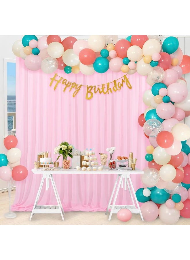 Chiffon Backdrop Curtain Pink Sheer Curtain Backdrop 5ft x 10ft 2 Pieces Wedding Party