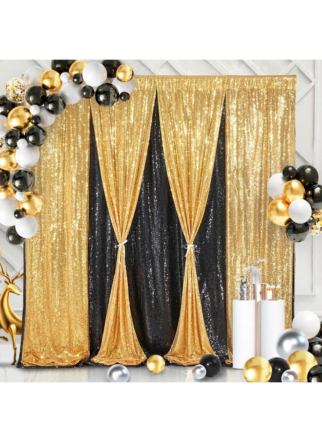8ft x 8ft Gold Sequin Backdrop Curtain Glitter Photo Booth Backdrop for Wedding Birthday Baby Shower Event Decor