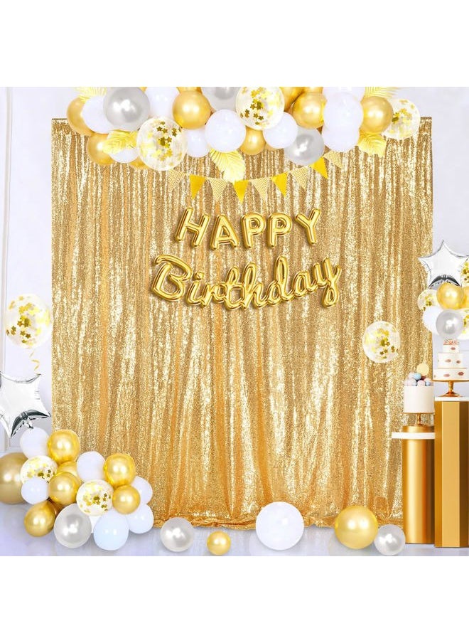 8ft x 8ft Gold Sequin Backdrop Curtain Glitter Photo Booth Backdrop for Wedding Birthday Baby Shower Event Decor