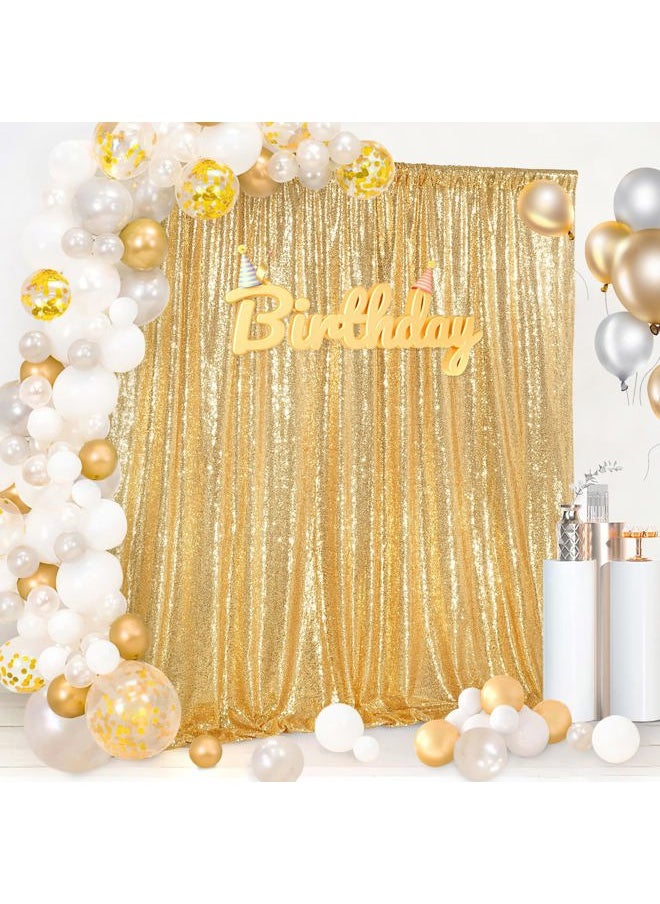 8ft x 8ft Gold Sequin Backdrop Curtain Glitter Photo Booth Backdrop for Wedding Birthday Baby Shower Event Decor