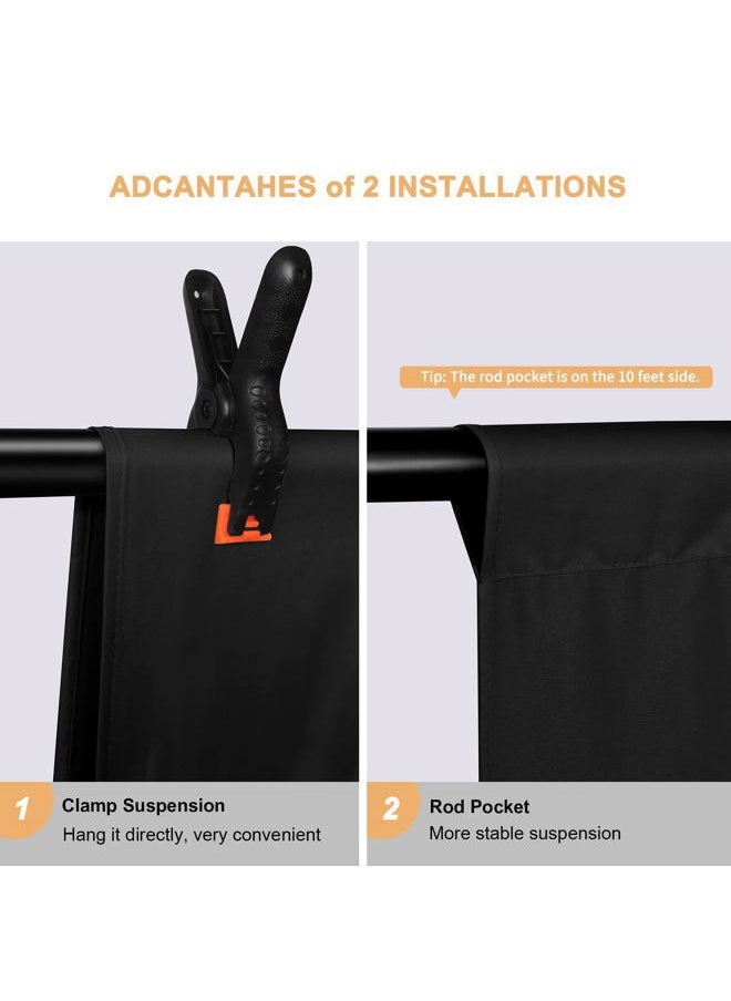 10 x 7 FT Black Backdrop Background for Photography, High Density Polyester Fabric Pure Black Photo Backdrop Curtain Screen Collapsible Seamless for Photoshoot Portraits Party Video Studio