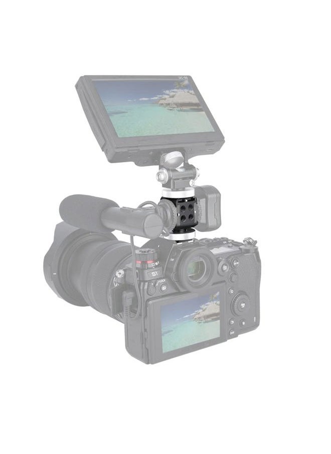 3-Side Cold Shoe Mount 360 Degree Swivel with Triple Anti-Off Shoe Adapters, 1/4 Threads for Microphone, Flash Light, Monitor Mount Camera Phone Vlog Vlogging - 328