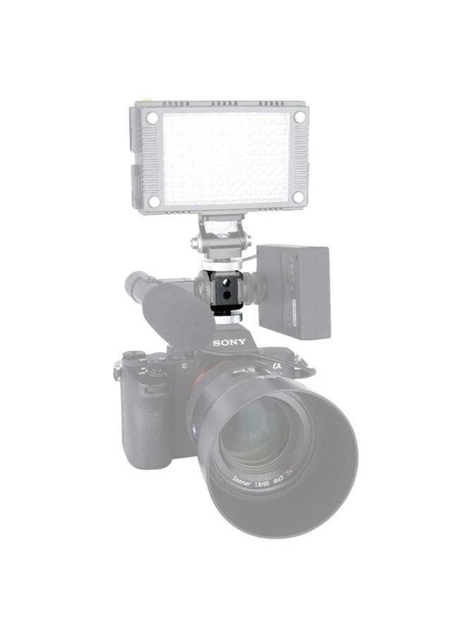 3-Side Cold Shoe Mount 360 Degree Swivel with Triple Anti-Off Shoe Adapters, 1/4 Threads for Microphone, Flash Light, Monitor Mount Camera Phone Vlog Vlogging - 328
