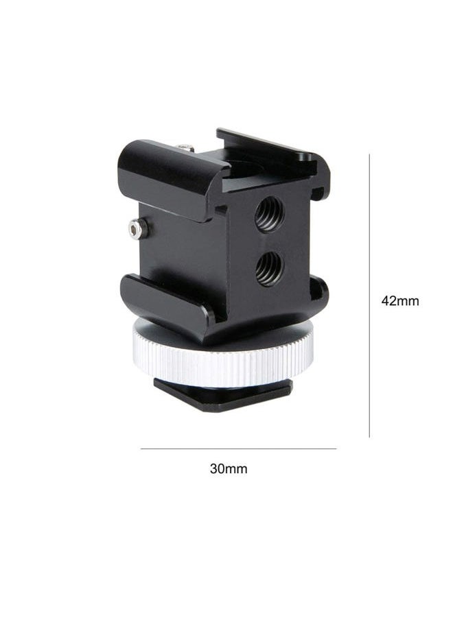 3-Side Cold Shoe Mount 360 Degree Swivel with Triple Anti-Off Shoe Adapters, 1/4 Threads for Microphone, Flash Light, Monitor Mount Camera Phone Vlog Vlogging - 328