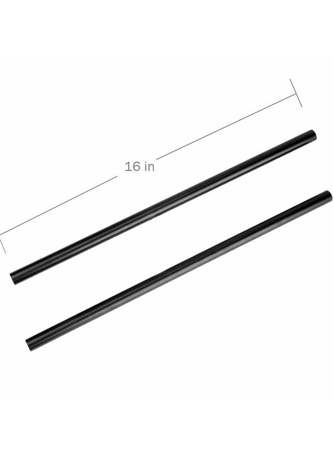15mm Rod 16 Inch (40CM) Long for Shoulder Rig Rod Support System, Black Aluminum Alloy, Pack of 2-171