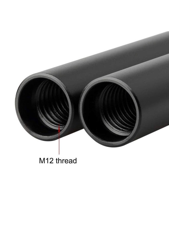 15mm Rod 16 Inch (40CM) Long for Shoulder Rig Rod Support System, Black Aluminum Alloy, Pack of 2-171
