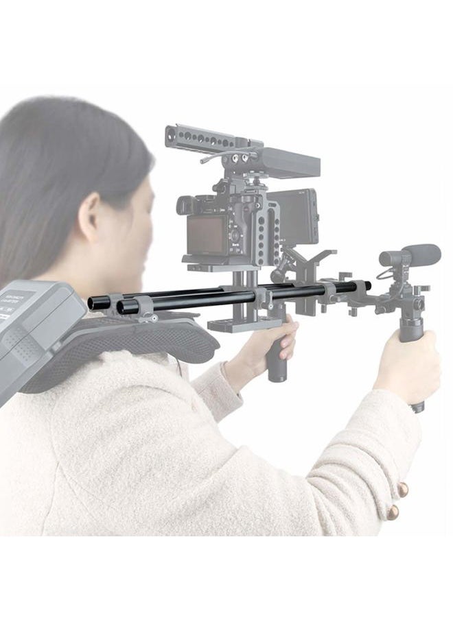 15mm Rod 16 Inch (40CM) Long for Shoulder Rig Rod Support System, Black Aluminum Alloy, Pack of 2-171
