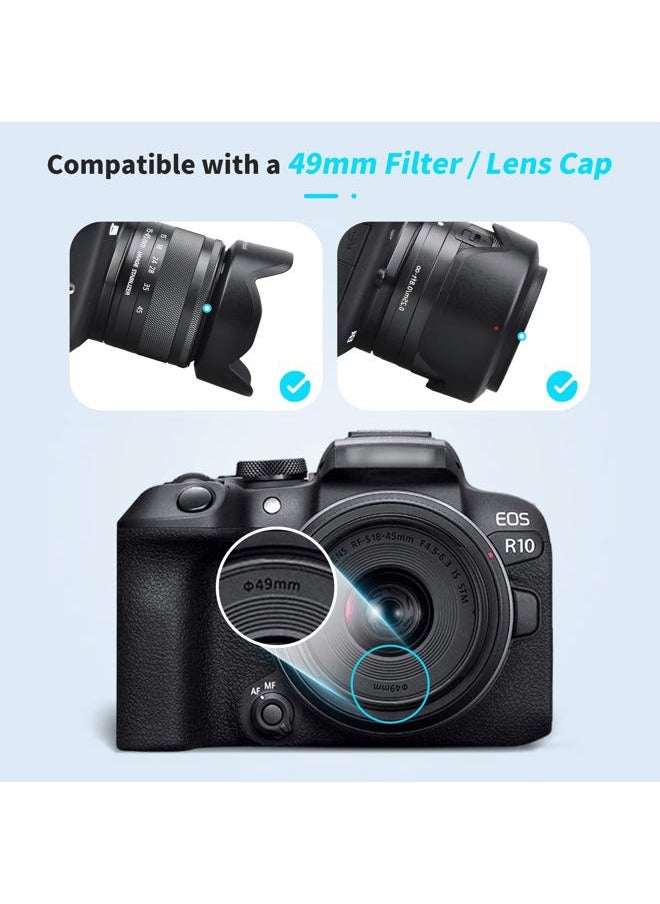 Camera Lens Hood Shade for Canon EF-M 15-45mm f/3.5-6.3 is STM & RF-S 18-45mm f/4.5-6.3 is STM Lens on Canon EOS R100 R50 M50 M50 Mark II M5 M6 M6 Mark II M200 M100 Replaces Canon EW-53 Hood