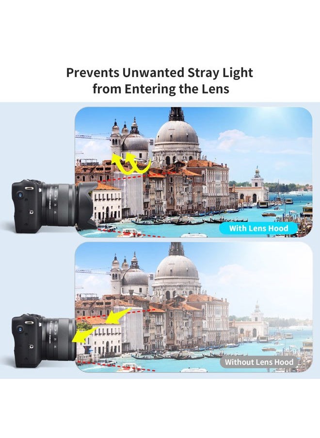 Camera Lens Hood Shade for Canon EF-M 15-45mm f/3.5-6.3 is STM & RF-S 18-45mm f/4.5-6.3 is STM Lens on Canon EOS R100 R50 M50 M50 Mark II M5 M6 M6 Mark II M200 M100 Replaces Canon EW-53 Hood