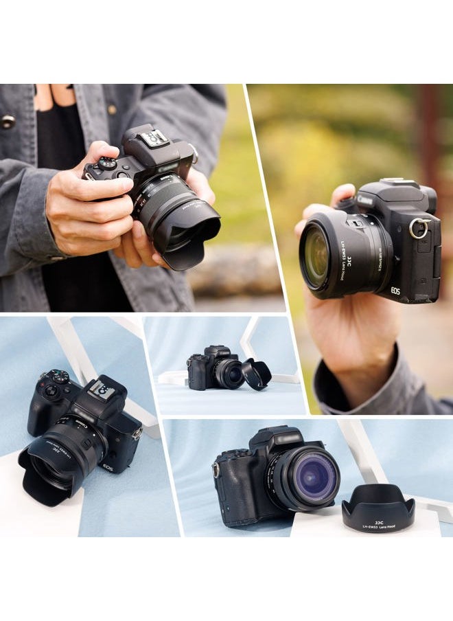 Camera Lens Hood Shade for Canon EF-M 15-45mm f/3.5-6.3 is STM & RF-S 18-45mm f/4.5-6.3 is STM Lens on Canon EOS R100 R50 M50 M50 Mark II M5 M6 M6 Mark II M200 M100 Replaces Canon EW-53 Hood